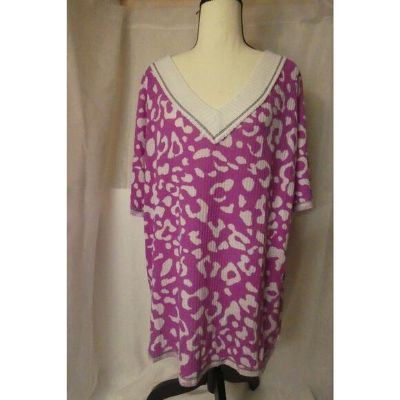 Bib! Women's Oversized XL Tunic Top Waffle Design V-Neck Made in USA - Picture 1 of 16